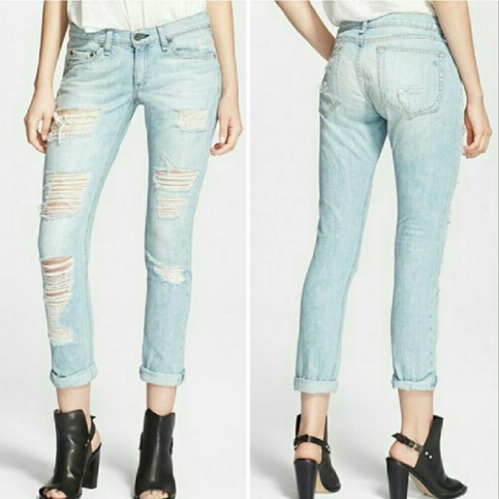 rag & bone Distressed Slim Fit Boyfriend Jeans